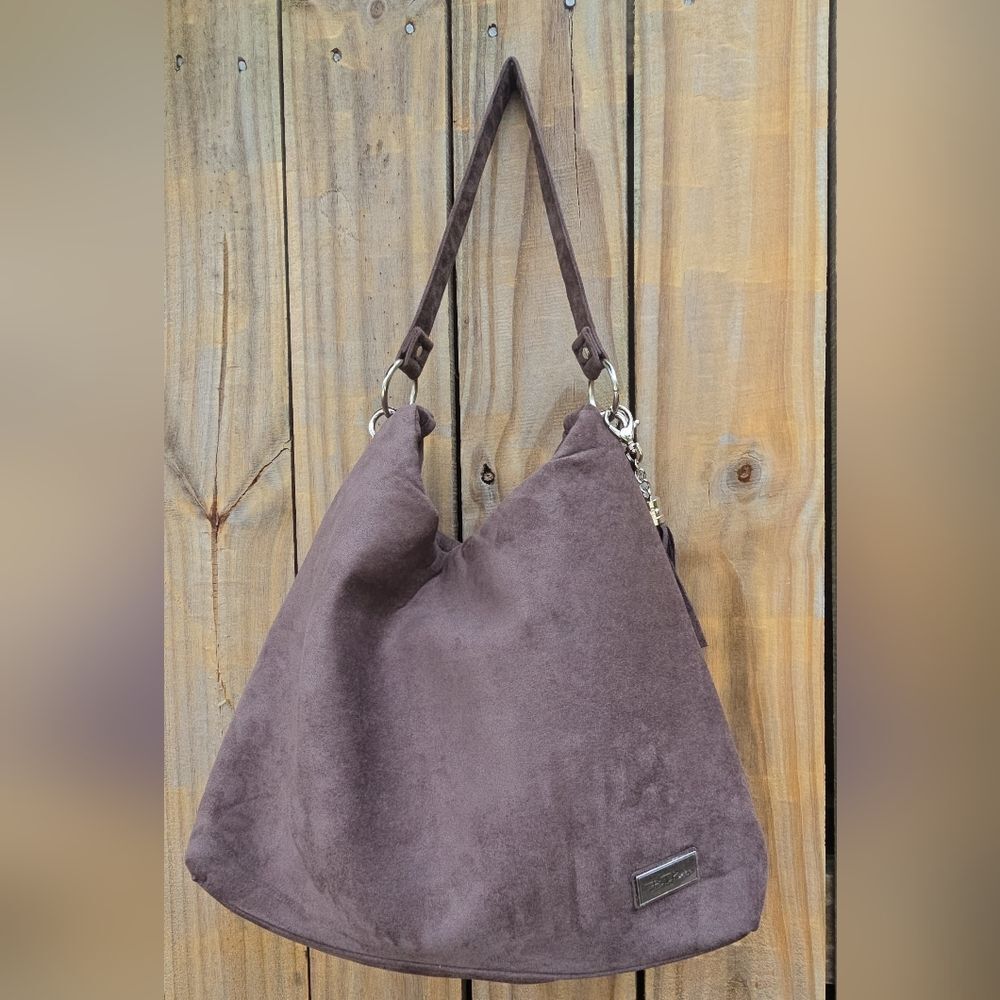 NEW- Chic Taupe Suede Hobo Bag
